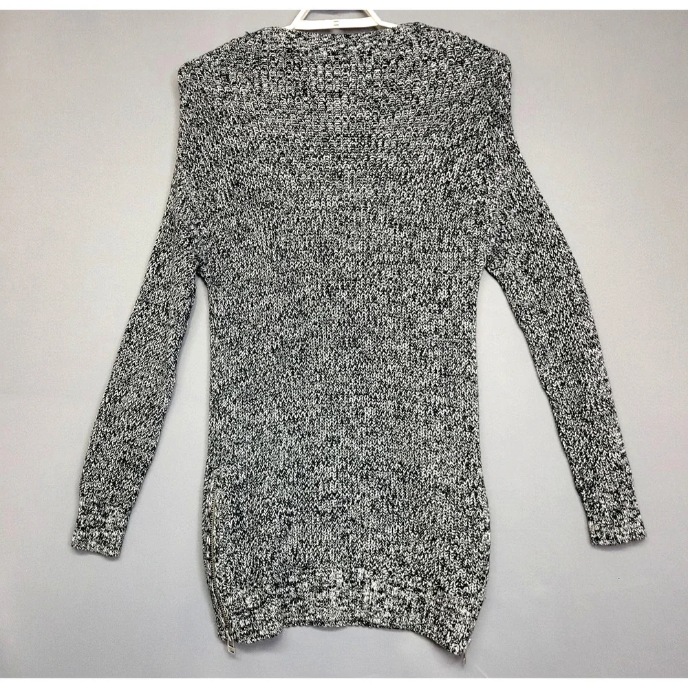 Gap Sweater Dress Womens L Black White Knit Marled Side Zipper Long Sleeves - Picture 11 of 12